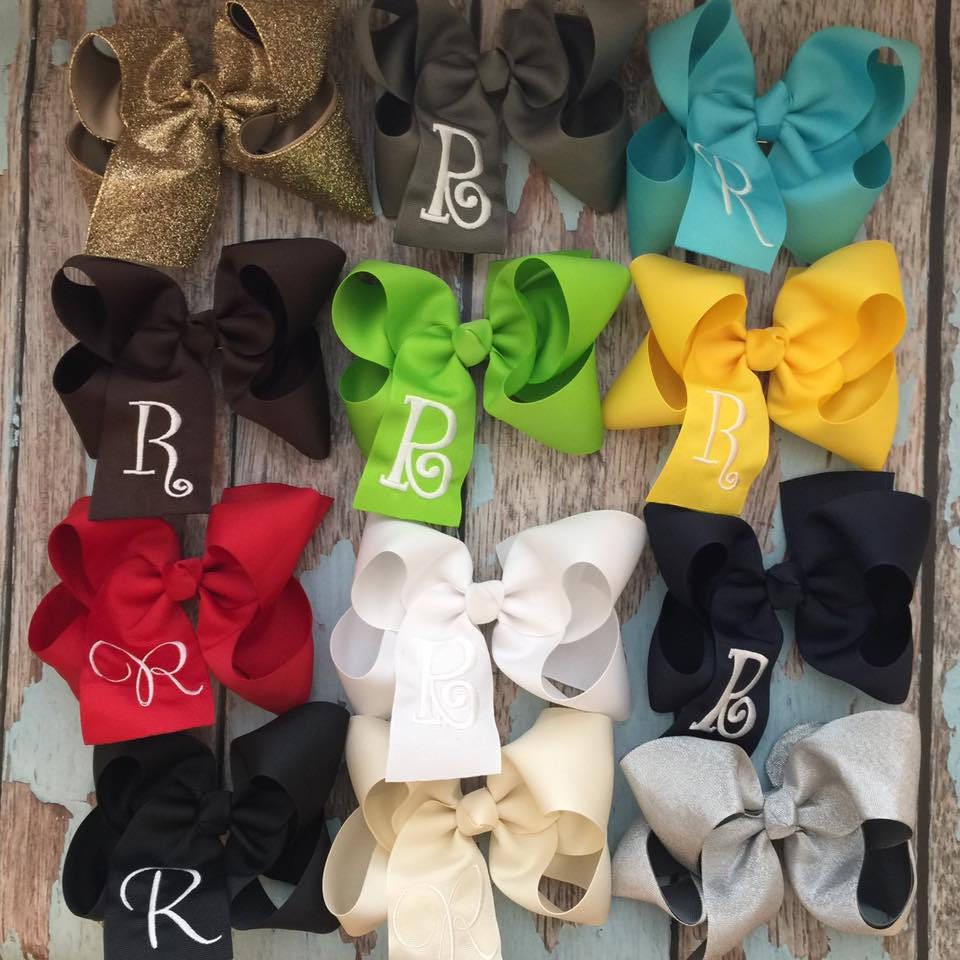 Emerald Green Monogram Hair Bow