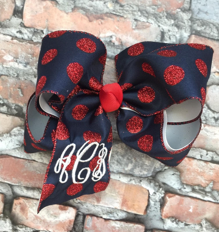 monogramed three initial hair bow-personalized-6/"