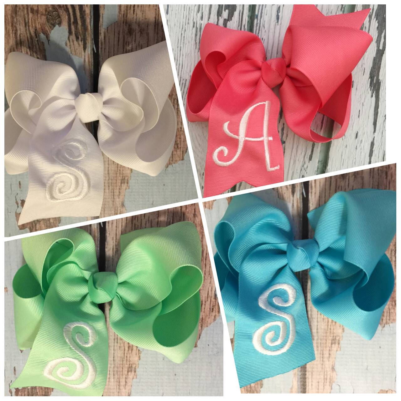 Emerald Green Monogram Hair Bow