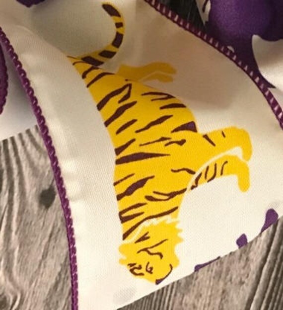 Personalized Embroidered Purple Yellow Gold LSU Spirit Hair Bow LSU Tiger Fans