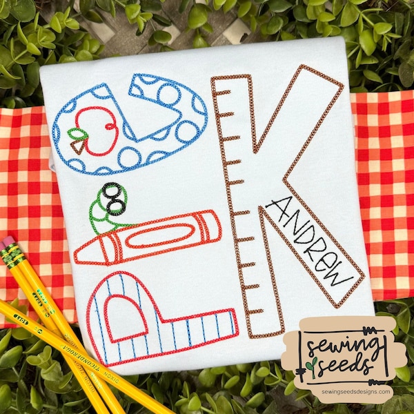 Back to School PreK All Thread Embroidery Design ***INSTANT DOWNLOAD