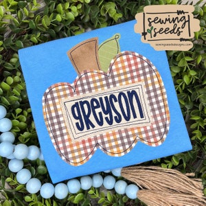 Fall Pumpkin BOY with Name Tag Embroidery Applique Design ***INSTANT DOWNLOAD