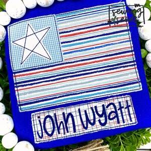 Patriotic Flag with Star and Name Tag Design File for Embroidery Machine Instant Download