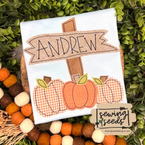 Herbst Kürbisse mit Holzschild Embroidery Applikation Design **INSTANT DOWNLOAD