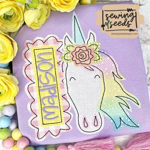 Unicorn Floral Applique Embroidery Design ***Instant DOWNLOAD