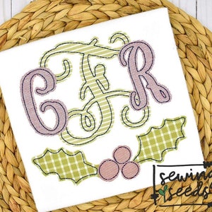 Christmas Holly Applique Embroidery Design ***INSTANT DOWNLOAD
