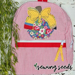 Back to School Apple with Pencil Bow Applique SS+CD Design File  ***INSTANT Download