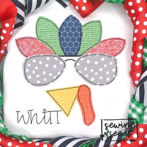 Fall Swag Boy Turkey Applique SS Design File -INSTANT DOWNLOAD