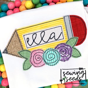 Floral Pencil Applique Embroidery Design ***INSTANT DOWNLOAD