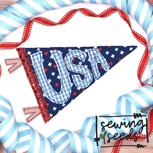 USA Banner Applique Embroidery Machine Instant Download