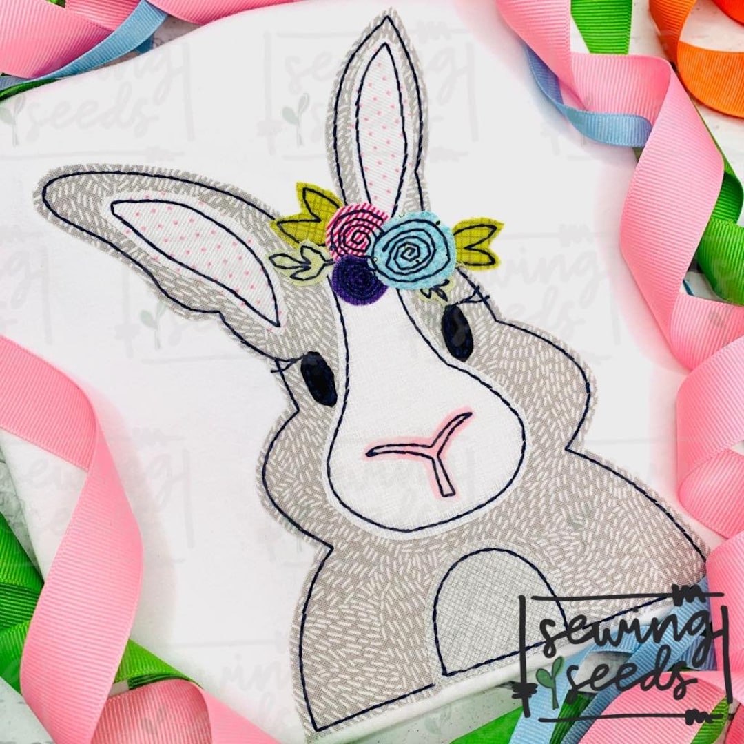 Bunny Floral EASTER Embroidery Applique Design File ***INSTANT DOWNLOAD ...