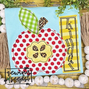 School Scalloped Core Apple Applique SS Embroidery Design ***INSTANT DOWNLOAD