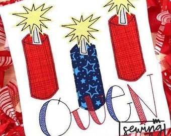 Firecracker Trio Applique Embroidery Machine Instant Download