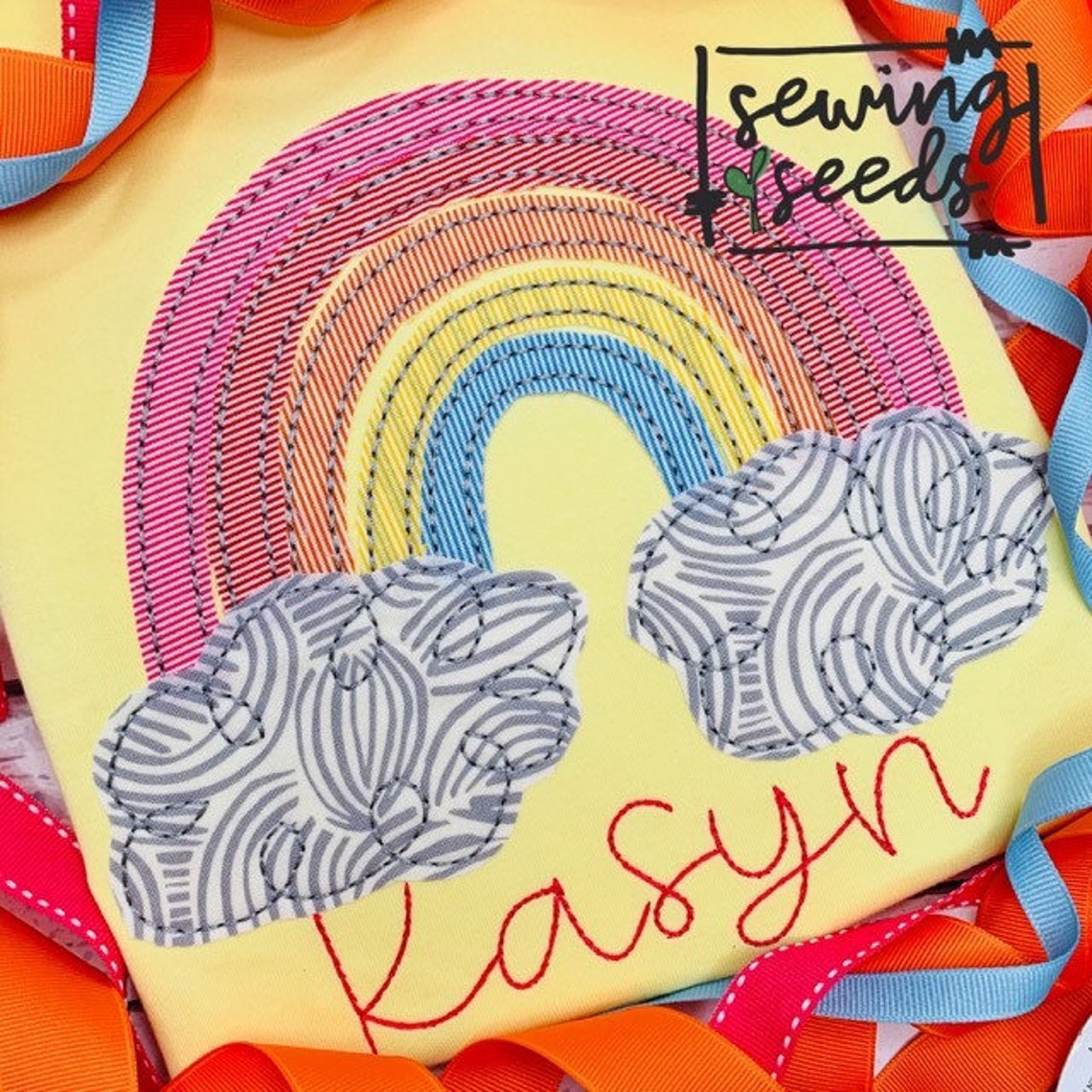 Rainbow Applique Embroidery Design INSTANT DOWNLOAD Etsy