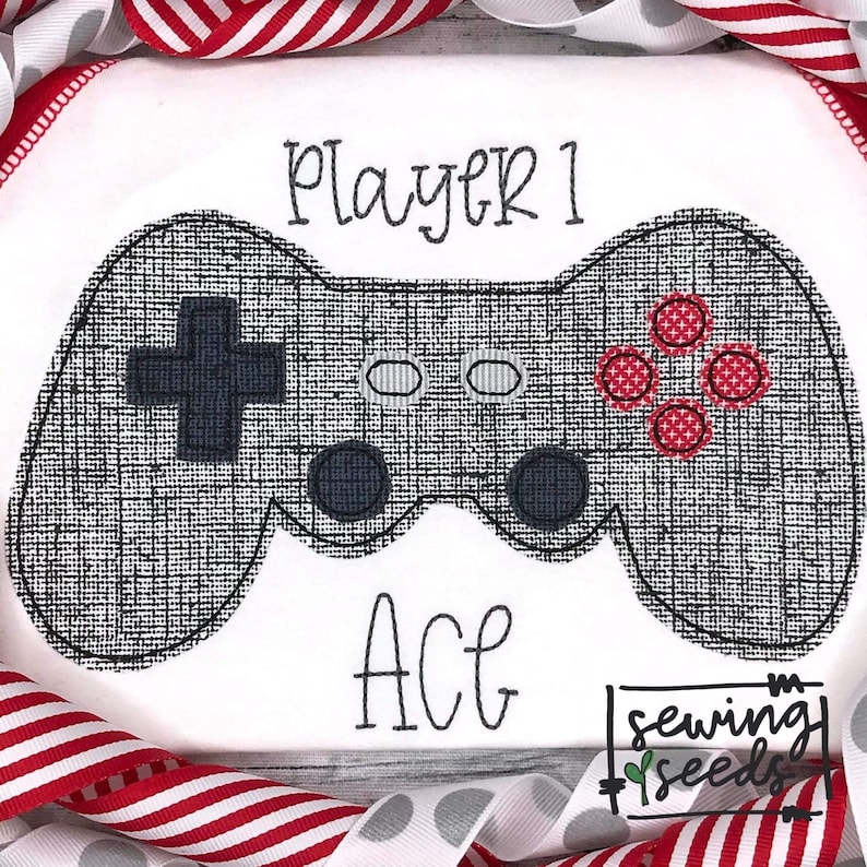 Video Game Controller Applique Design File Machine Embroidery Etsy