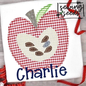 Apple With Seeds Applique File for Embroidery Machine Instant Download