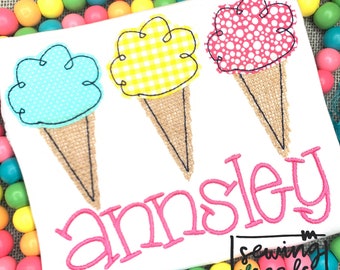 Ice Cream Embroidery Applique Design File for Embroidery Machine Instant Download