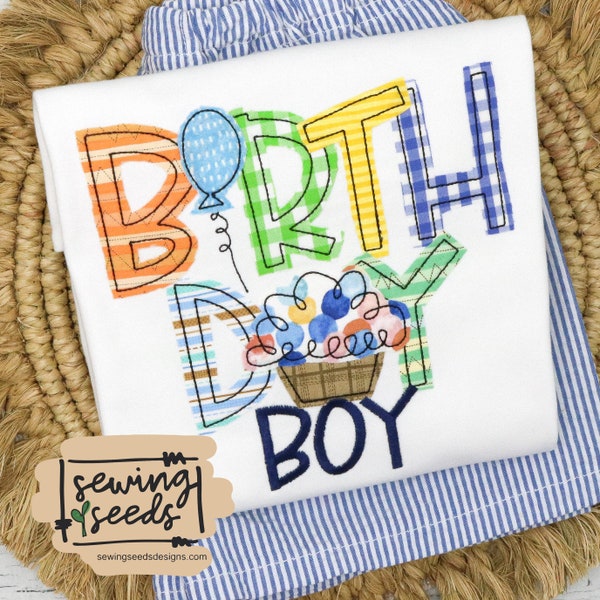 Birthday Boy Applique Embroidery Design ***INSTANT DOWNLOAD