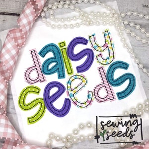 Daisy Seeds Font Applique Embroidery Design ***INSTANT DOWNLOAD