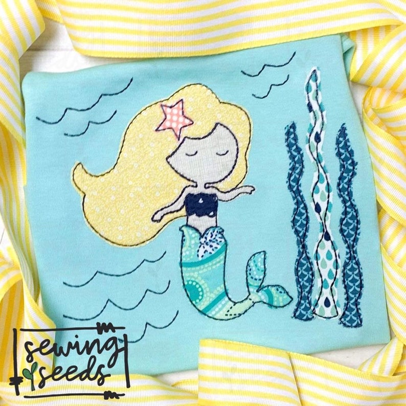 Mermaid Applique Design File INSTANT DOWNLOAD Etsy