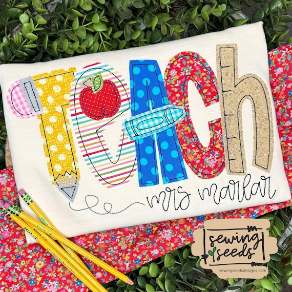 Back to School TEACH Teacher Applique Design ***INSTANT DOWNLOAD