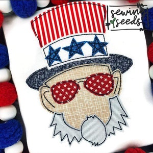 Uncle Sam Patriotic Applique Embroidery Machine Instant Download