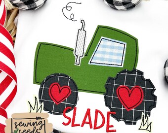 Valentine Heart Tractor Applique Design File ***INSTANT DOWNLOAD