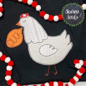 Chicken with Cluck Word Bubble Applique Embroidery Design ***INSTANT DOWNLOAD