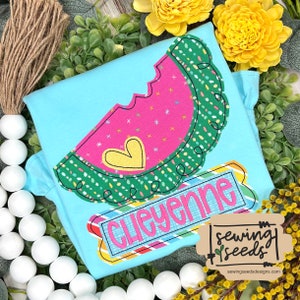 Watermelon Scalloped Embroidery Applique Design File for Embroidery Machine Instant Download
