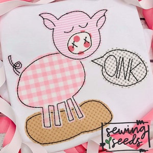 Pig with OINK Word Bubble Applique Embroidery Design ***INSTANT DOWNLOAD