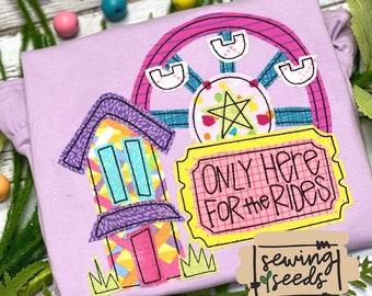 County Fair Only Here for the Rides Cabin Applique Design File for Embroidery Machine (Instant Download)