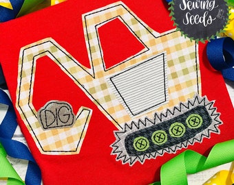 Excavator Construction with Dig Word Applique Embroidery Design ***INSTANT DOWNLOAD
