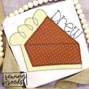 Fall Pumpkin Pie Slice Applique SS Design File -DESCARGA INSTANTÁNEA