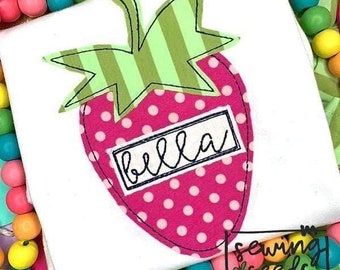 Strawberry Applique Design File para Embroidery Machine Descarga instantánea