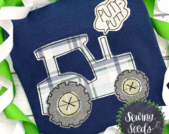 Tractor with Putt-Putt Word Bubble Applique Embroidery Design ***INSTANT DOWNLOAD