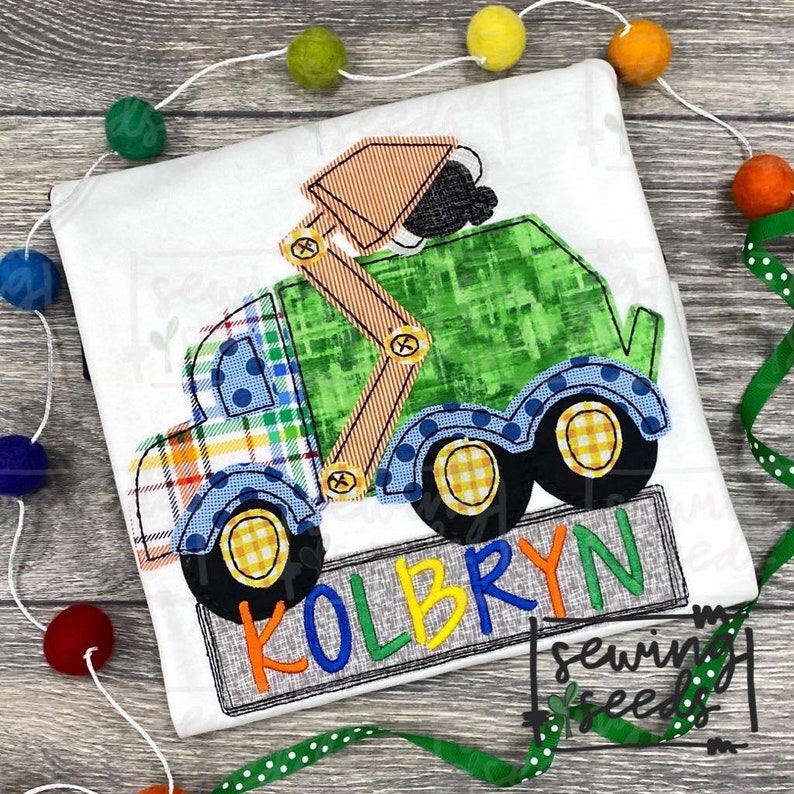 Garbage truck applique jessecmault design instant download  etsy