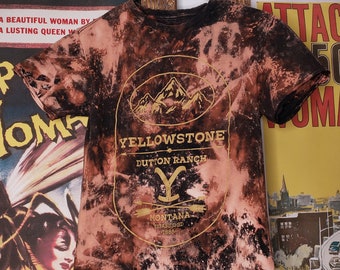 Yellowstone Destructed Tee - Destructed Rocker Tee, Acid Washed, Men's Size Small Tee, Band Tees, Oversized Tee