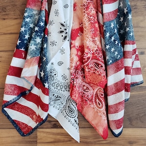 Vintage Americana Acid Wash Bandanas - Festivals, Concerts, Moto