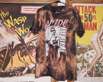 ACDC Destructed Tee - Destructed Rocker Tee, Acid Washed, Men's Size Large Tee, Band Tees, Oversized Tee