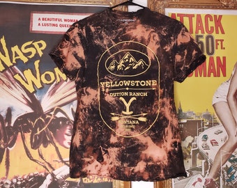 Yellowstone Destructed Tee - Destructed Rocker Tee, Acid Washed, Men's Size Medium Tee, Band Tees, Oversized Tee