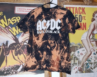 ACDC Destructed Tee - Destructed Rocker Tee, Acid Washed, Men's Size Large Tee, Band Tees, Oversized Tee