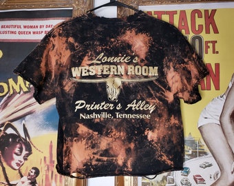 Western Room Destructed Crop Tee - Destructed Rocker Tee, Acid Washed, Men's Size Medium Tee, Band Tees, Oversized Tee