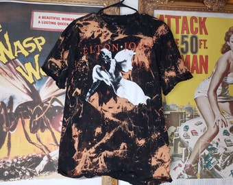 Elton John Destructed Tee - Destructed Rocker Tee, Acid Washed, Men's Size X-Large Tee, Band Tees, Oversized Tee