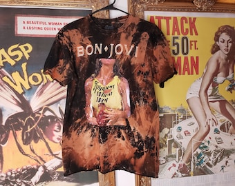 Bon Jovi Destructed Tee - Destructed Rocker Tee, Acid Washed, Men's Size Medium Tee, Band Tees, Oversized Tee