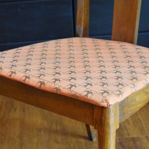 Original vintage Broyhill Brasilia seat fabric for four dining chairs, rare rose gold/silver color image 1