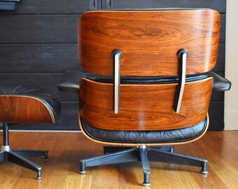 Restored 1st generation Brazilian Rosewood Eames lounge chair and ottoman by Herman Miller (670/671) - #75