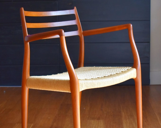 Single J.L. Moller model 62 "Carver" chair in teak and papercord
