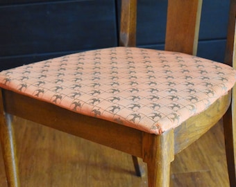 Original vintage Broyhill Brasilia seat fabric (for four dining chairs), rare rose gold/silver color