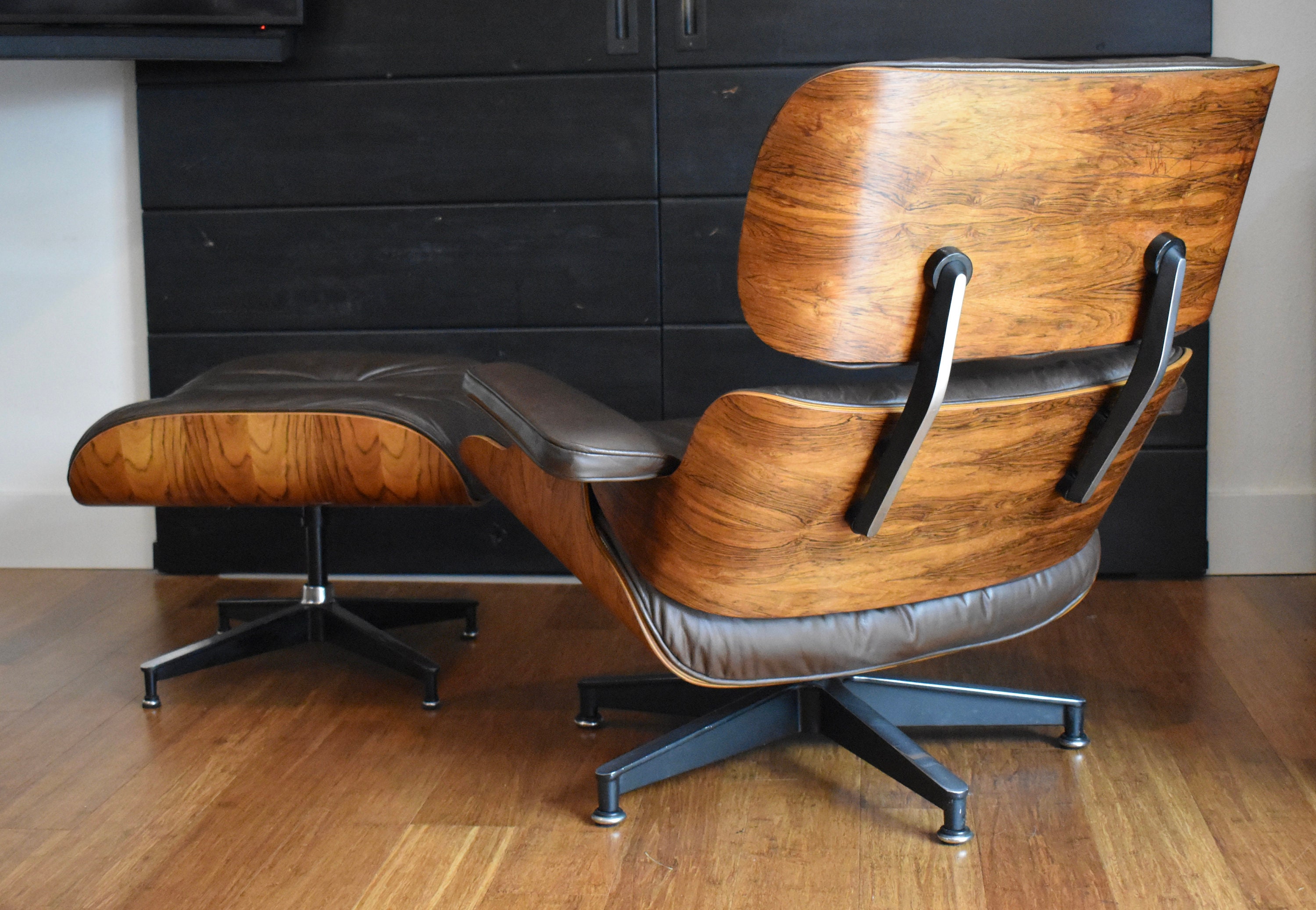 Vintage Brazilian Rosewood Eames lounge chair and ottoman by Herman