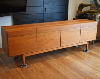 Restored extra-long Danish teak sideboard/credenza by ib Kofod Larsen for Faarup Møbelfabrik (90.5" long)